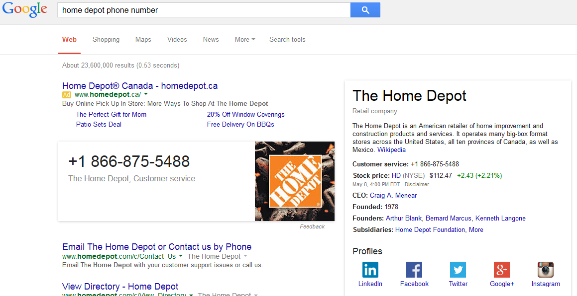 Bing Search Adds Customer Service Phone Numbers To Search Results